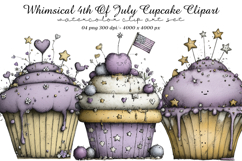 Whimsical 4th Of July Cupcake Clipart Product Image 1