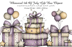 Whimsical 4th Of July Gift Box Clipart Product Image 1