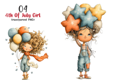 Whimsical 4th Of July Girl Clipart Product Image 1