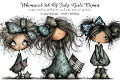 Whimsical 4th Of July Girls Clipart Product Image 1