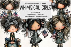 Whimsical 4th Of July Girls Clipart Product Image 1