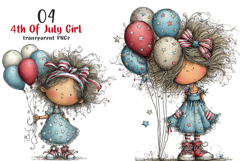 Whimsical 4th Of July Girls Clipart Product Image 1
