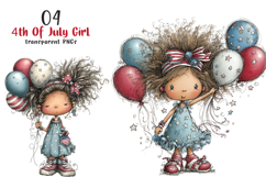 Whimsical 4th Of July Girls Clipart Product Image 1