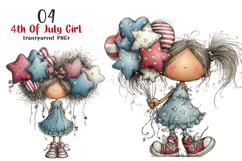 Whimsical 4th Of July Girls Clipart Product Image 1
