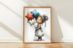Whimsical 4th of July Little Girl Clipart Product Image 2