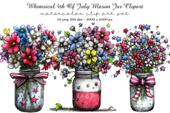 Whimsical 4th Of July Mason Jar Clipart Product Image 1