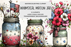 Whimsical 4th Of July Mason Jar Clipart Product Image 1