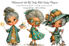 Whimsical 4th Of July Old Lady Clipart Product Image 1