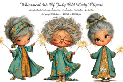 Whimsical 4th Of July Old Lady Clipart Product Image 1