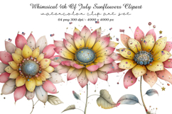 Whimsical 4th Of July Sunflowers Clipart Product Image 1