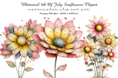 Whimsical 4th Of July Sunflowers Clipart Product Image 1