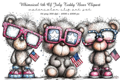 Whimsical 4th Of July Teddy Bear Clipart Product Image 1