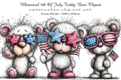 Whimsical 4th Of July Teddy Bear Clipart Product Image 1
