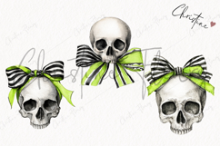 Whimsical Coquette Skull Clipart | Halloween PNG Product Image 3