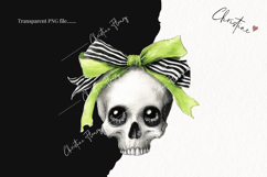 Whimsical Coquette Skull Clipart | Halloween PNG Product Image 2