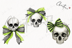 Whimsical Coquette Skull Clipart | Halloween PNG Product Image 3