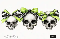Whimsical Coquette Skull Clipart | Halloween PNG Product Image 1