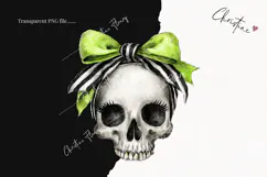 Whimsical Coquette Skull Clipart | Halloween PNG Product Image 2