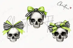 Whimsical Coquette Skull Clipart | Halloween PNG Product Image 3