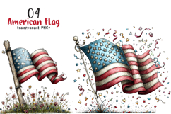 Whimsical American Flag Clipart Product Image 1