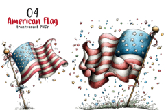 Whimsical American Flag Clipart Product Image 1