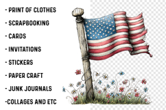 Whimsical American Flag Clipart Product Image 2