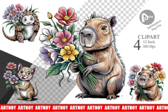 Whimsical Animal Bouquet Clipart Product Image 1