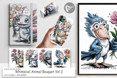Digital Paper Whimsical Animal Bouquet Product Image 1