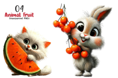Whimsical Animals Fruit Clipart Product Image 1