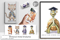 Whimsical Animal Graduates Digital Paper Product Image 1