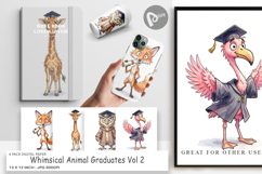 Whimsical Animal Graduates Digital Paper Product Image 1