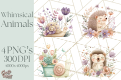 Spring Garden Animals Clipart, Whimsical Bunny Duck Frog Png Product Image 1