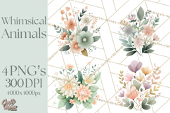 Spring Garden Animals Clipart, Whimsical Bunny Duck Frog Png Product Image 1