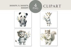 Whimsical Animals Blue Clipart 4 PNG Product Image 1