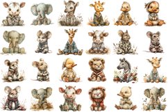 Whimsical Vintage Animals Clipart Bundle Watercolor Product Image 2