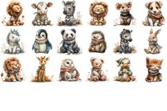 Whimsical Vintage Animals Clipart Bundle Watercolor Product Image 3