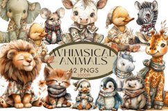 Whimsical Vintage Animals Clipart Bundle Watercolor Product Image 1