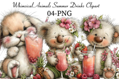 Whimsical Animals Summer Drinks Clipart Product Image 1