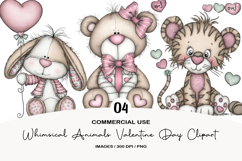 Whimsical Animals Valentine Day Clipart Product Image 1