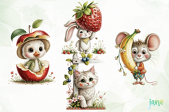 Whimsical Animals with Fruits Clipart Product Image 1