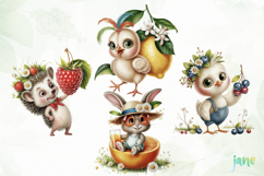 Whimsical Animals with Fruits Clipart Product Image 1