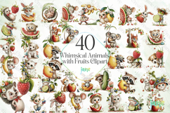 Whimsical Animals with Fruits Clipart Product Image 1