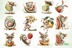 Whimsical Animals with Fruits Clipart Product Image 5