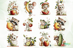 Whimsical Animals with Fruits Clipart Product Image 3
