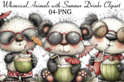 Whimsical Animals with Summer Drinks Clipart Product Image 1
