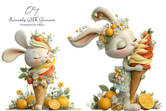 Whimsical Animals with Summer Drinks Clipart Product Image 1