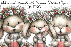 Whimsical Animals with Summer Drinks Clipart Product Image 1