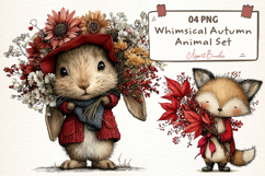 Whimsical Autumn Animal Clipart Product Image 1