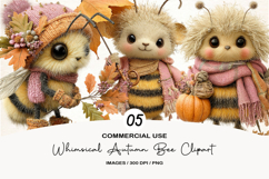 Whimsical Autumn Bee Clipart Product Image 1