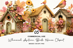 Whimsical Autumn Birds House Clipart Product Image 1